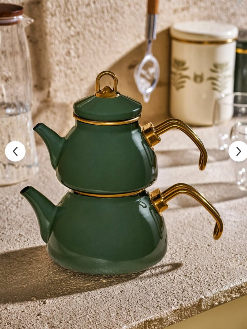 Turkish Tea Pot in Enameled Metal